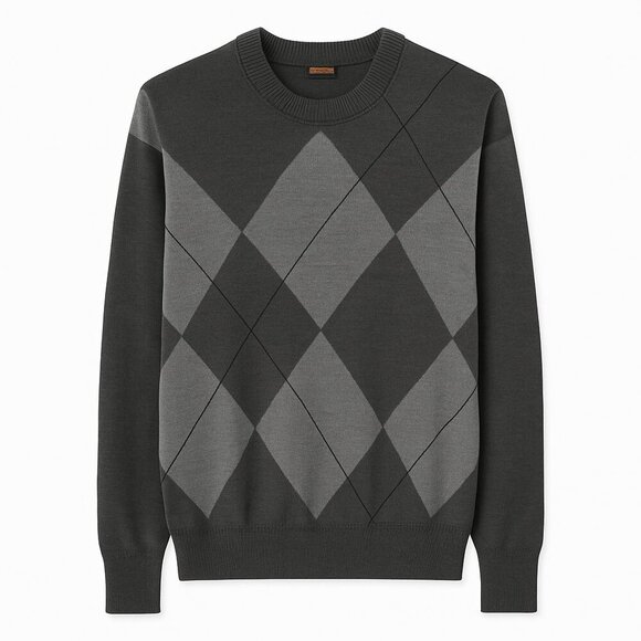 Dockers Argyle Crewneck Sweater – Size XL – 100% Acrylic – Gray/Charcoal - Picture 1 of 6